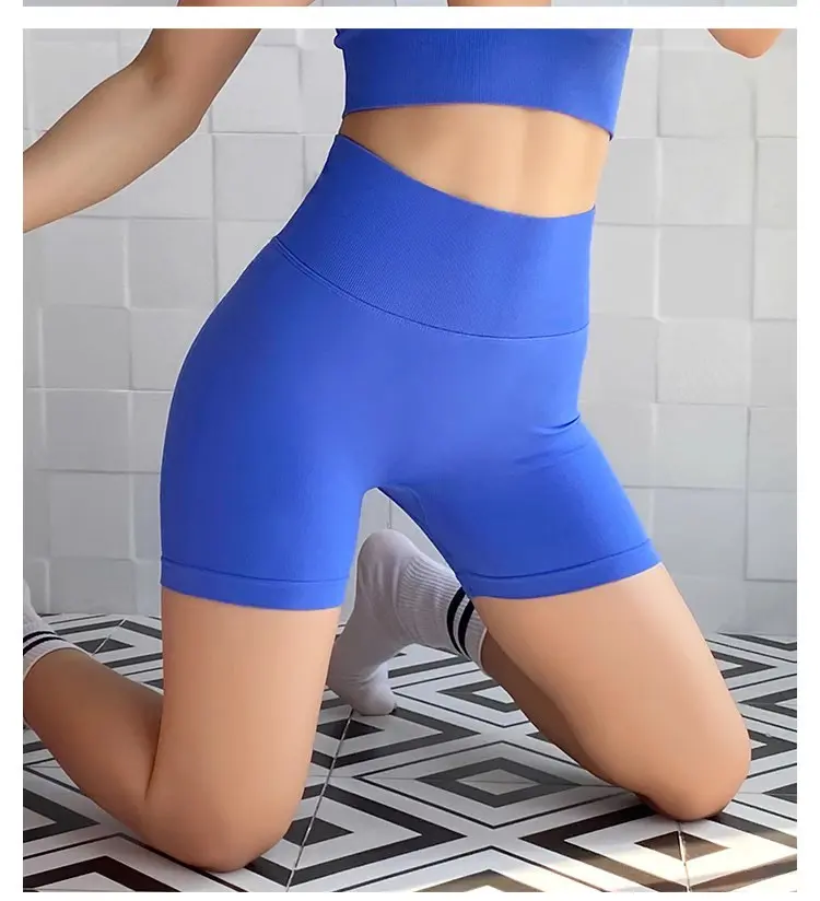 Honey Peach Hip Lifting Sports Shorts Women's Fitness Shorts High Waist Tight Triple Pants Running Elastic Tight Yoga Shorts