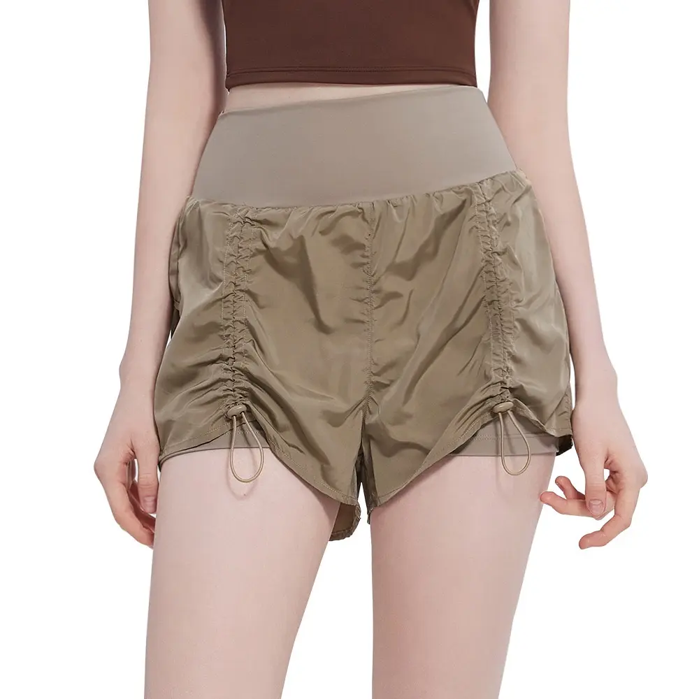 High-waisted Sports Shorts for Women in Summer Outdoor Fake Two-piece Anti-exposure Running Yoga Loose Slimming Fitness Pants