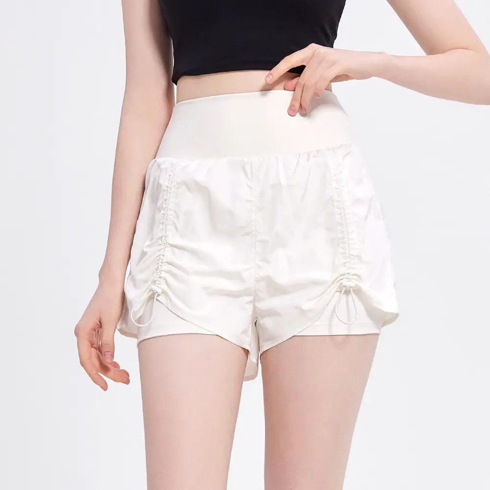 High-waisted Sports Shorts for Women in Summer Outdoor Fake Two-piece Anti-exposure Running Yoga Loose Slimming Fitness Pants