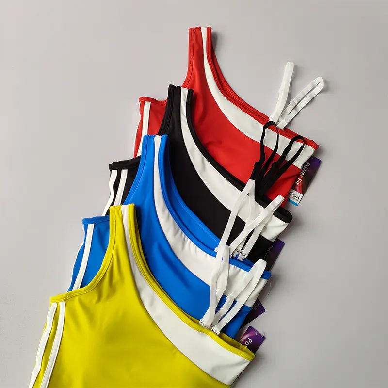 2pcs New Summer Contrasting Color Integrated Suspender Vest Sports Bra Shorts Yoga Suit Women's Fitness Casual Hot Pants Suit
