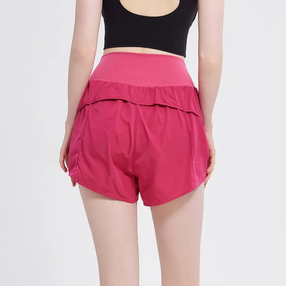 High-waisted Sports Shorts for Women in Summer Outdoor Fake Two-piece Anti-exposure Running Yoga Loose Slimming Fitness Pants