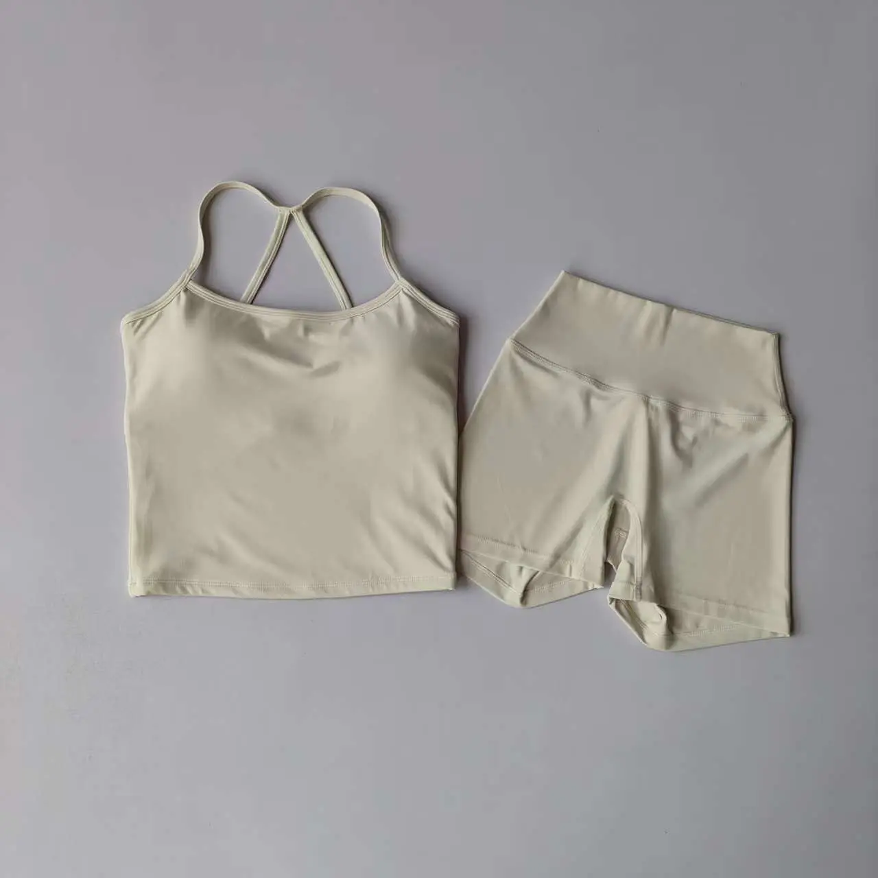 Fitness Gym Set Women 2 Piece Sets Halter Neck Tank Tops High Waist Scrunch Seamless Shorts Sport Suit Sportswear Workout Set