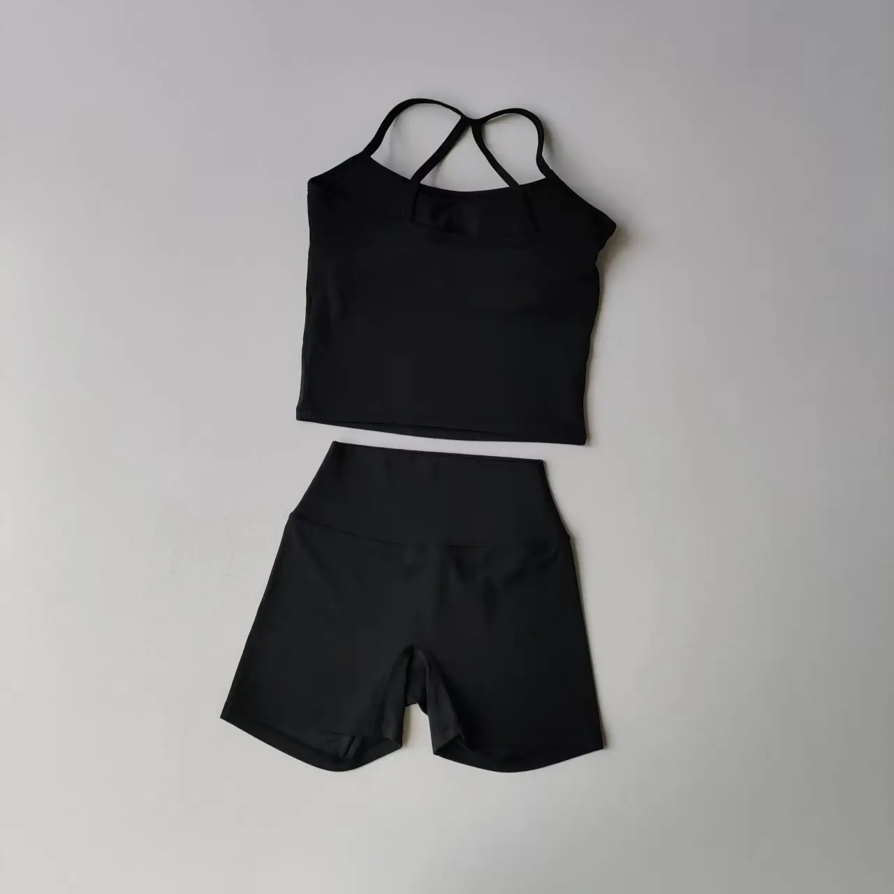 Fitness Gym Set Women 2 Piece Sets Halter Neck Tank Tops High Waist Scrunch Seamless Shorts Sport Suit Sportswear Workout Set