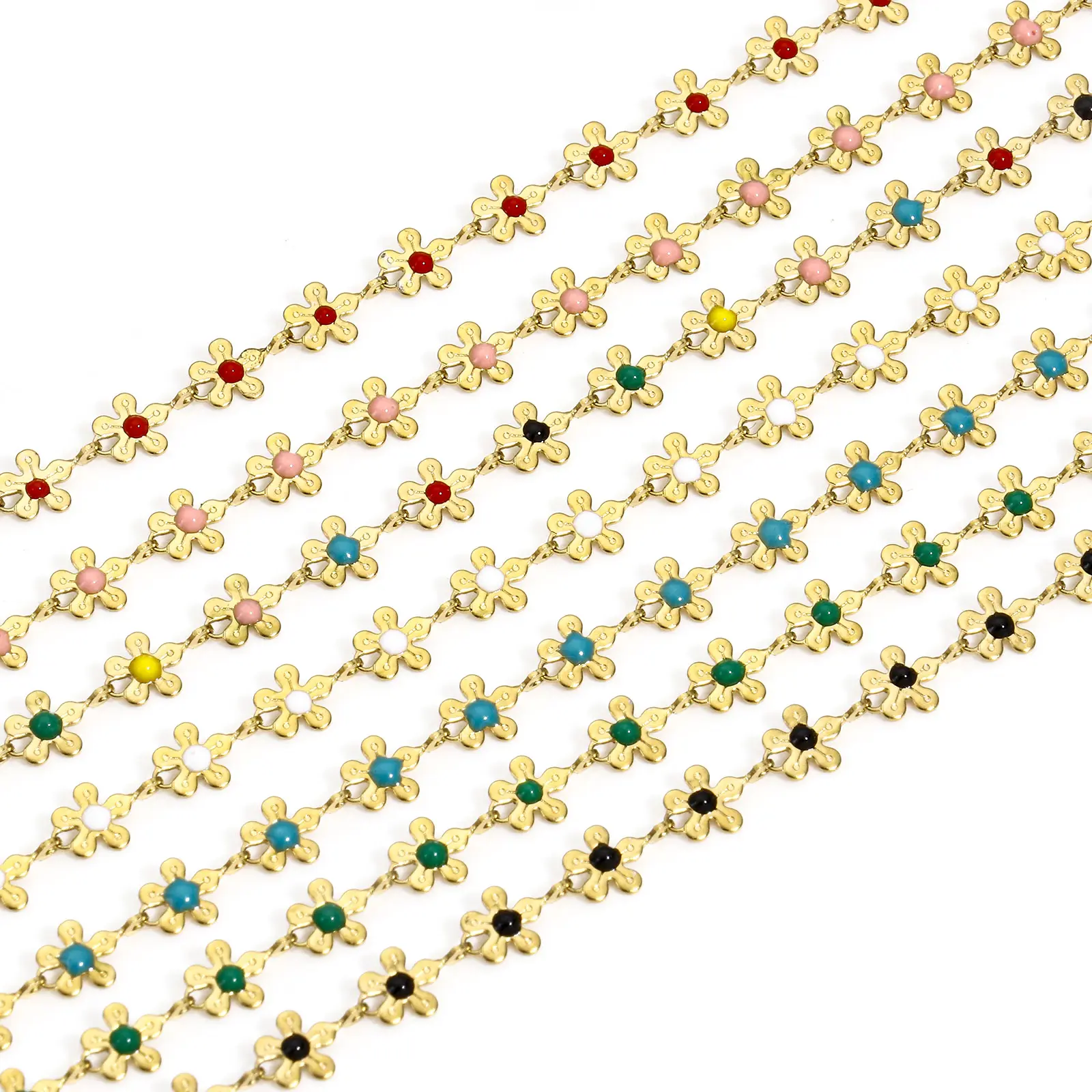 1 Piece Colorful Enamel Flower Anklet For Women Stainless Steel Chain Anklet Bracelet Summer Beach Foot Leg Jewelry Gift 25cm