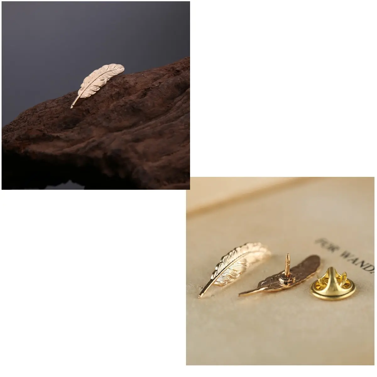 DoreenBeads 1 Piece Men Brooches Alloy Gold Color Feather Style Brooches Business Accessories For Party Gift Jewelry