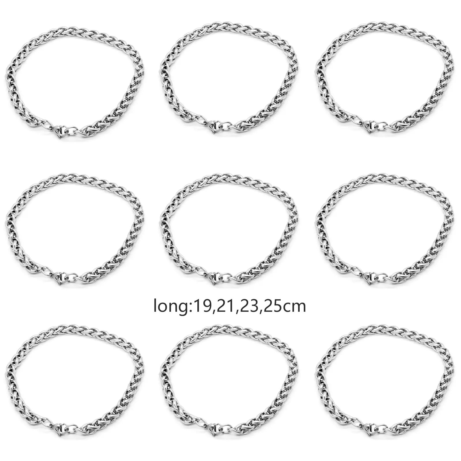1 Piece 19-25cm Classic Curb Cuban Bracelet For Men Jewelry Stainless Steel Dragon Link Chain Bracelets Hand Jewelry Anklet Gift