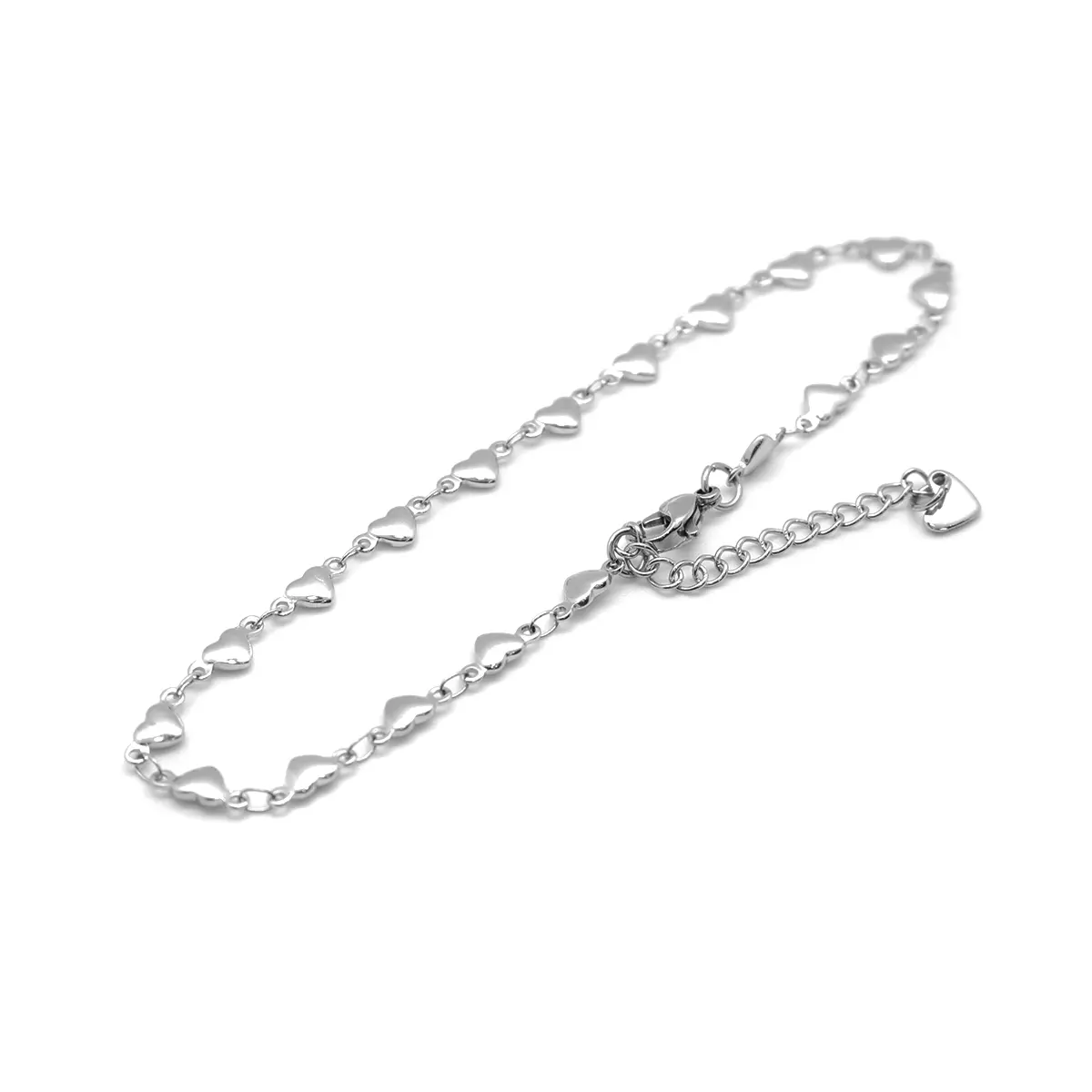 304 Stainless Steel Anklet Silver Color Love Heart For Women Beach  Barefoot Leg Chain Anklet Bracelets Women Jewelry , 1 Piece