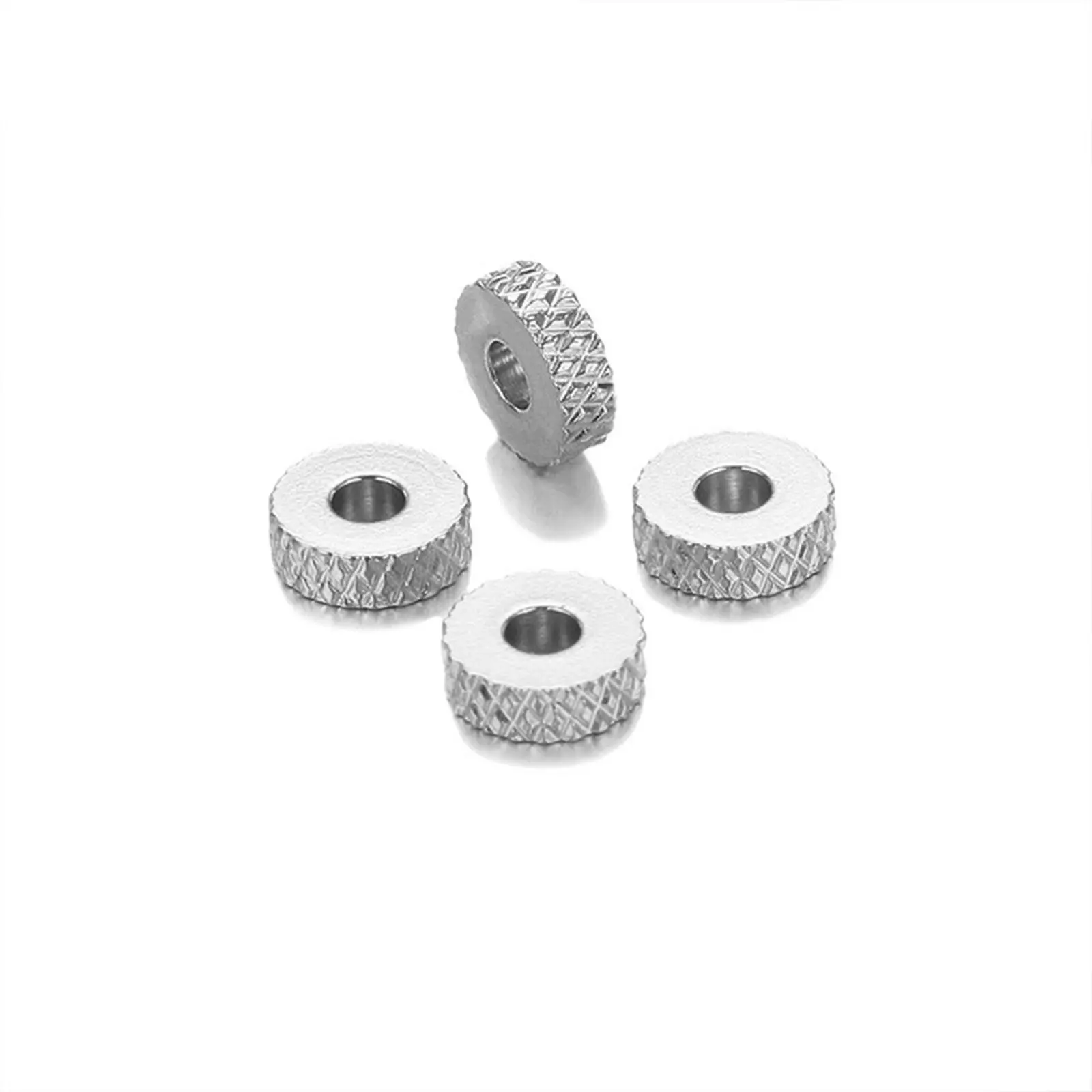 10/20PCs 6mm Stainless Steel Beads Goldenflat Round Plaid Pattern Spacer Beads For Jewelry Making Diy Bracelet Necklace Findings