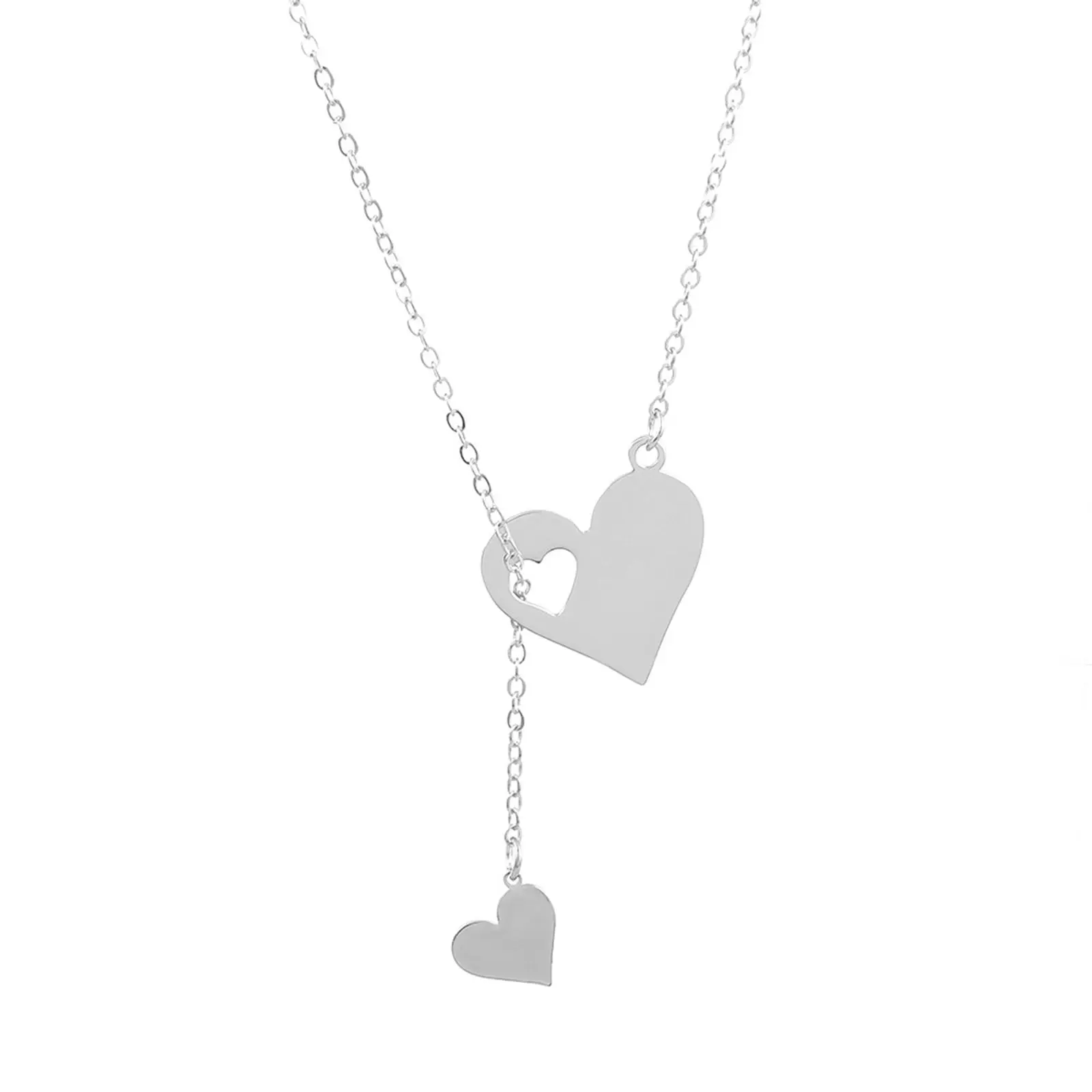 304 Stainless Steel Valentine's Day Necklace Heart Hollow Pendant Fashion Jewelry For Women Gifts 47cm(18 4/8") long, 1 Piece
