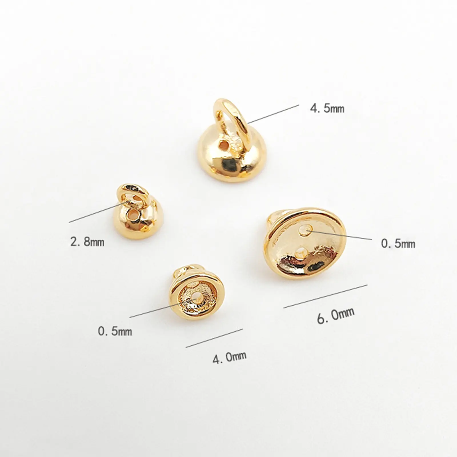 10 Pcs 4.5/6MM Brass Beads Caps Tips Double Hole Pearl Bracelet Ends Connector With Loop End Caps Jewelry Making Accessories