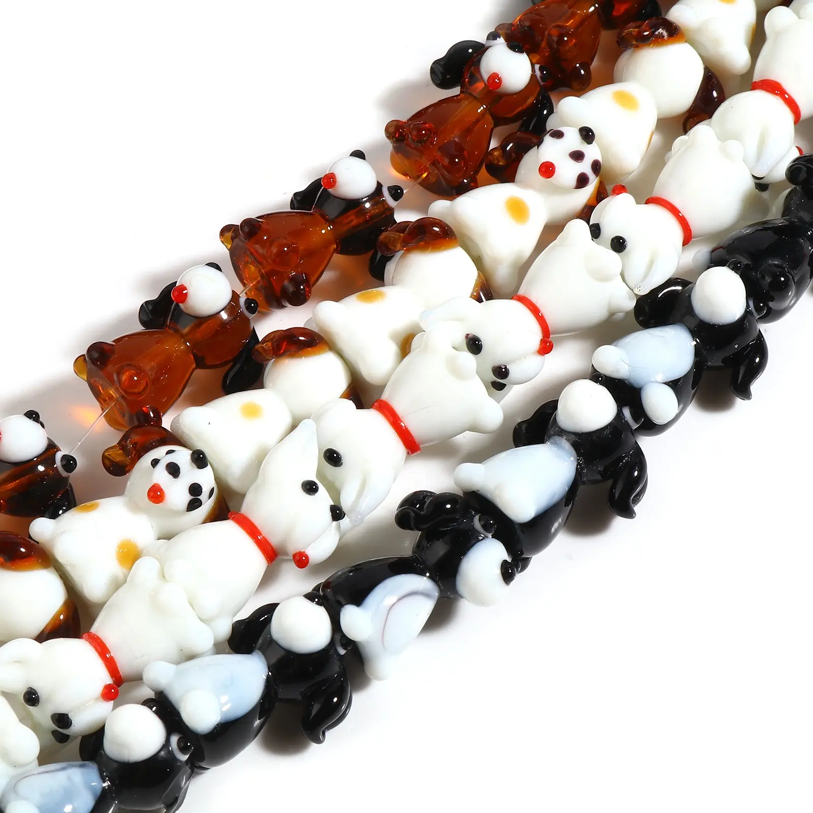 2PCs Cute Dog Animal Mulitcolor Lampwork Glass Beads Loose Spacer Beads DIY Making Necklace Bracelets Women Jewelry Findings
