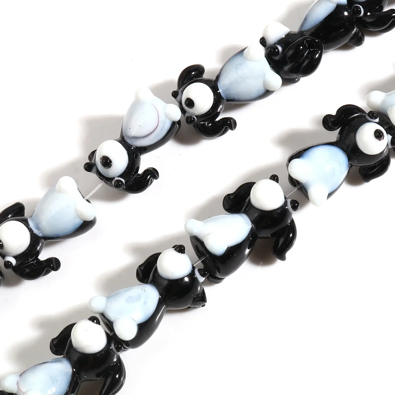 2PCs Cute Dog Animal Mulitcolor Lampwork Glass Beads Loose Spacer Beads DIY Making Necklace Bracelets Women Jewelry Findings