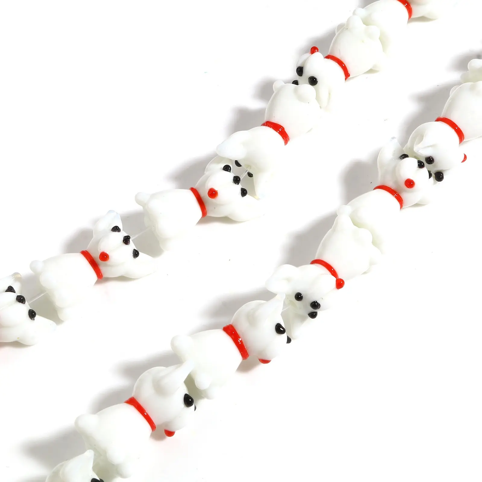 2PCs Cute Dog Animal Mulitcolor Lampwork Glass Beads Loose Spacer Beads DIY Making Necklace Bracelets Women Jewelry Findings