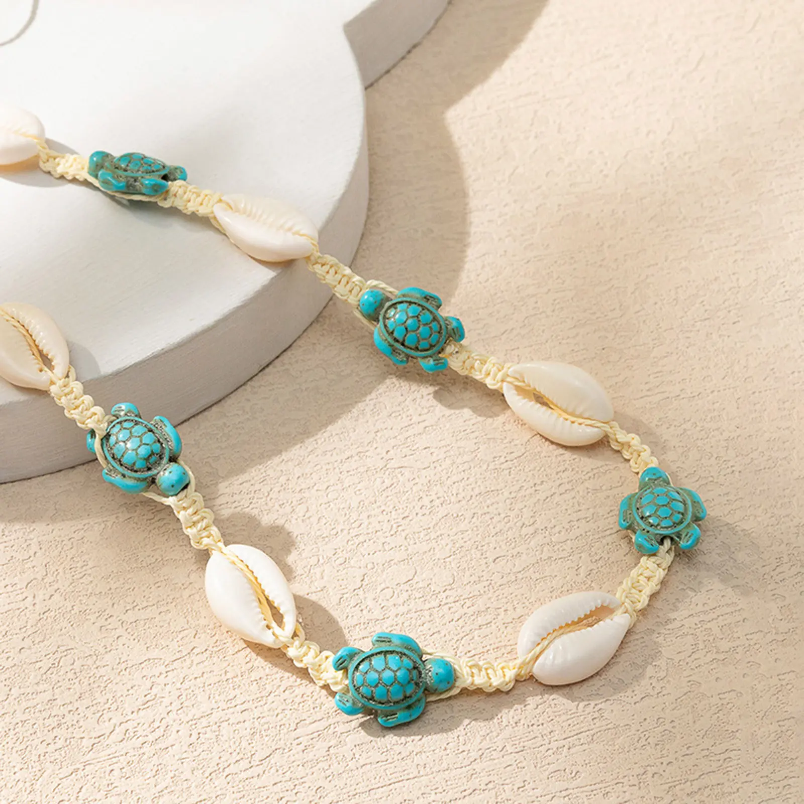 1Piece Shell Ocean Jewelry Braided Bracelets Blue Pink Star Fish Cross Adjustable Bracelet Summer Fashion Jewelry for Women Gift