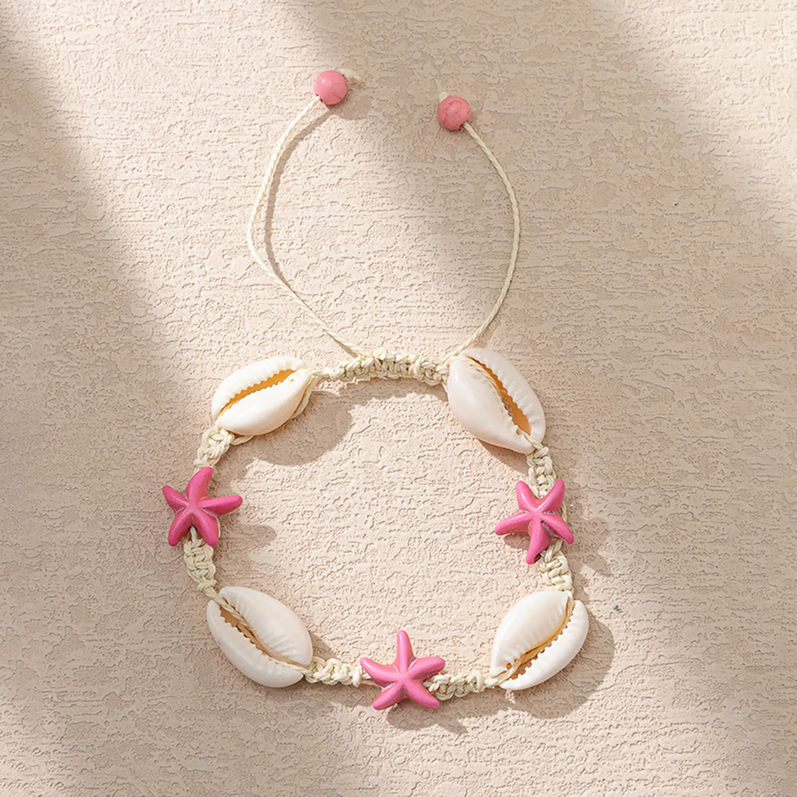 1Piece Shell Ocean Jewelry Braided Bracelets Blue Pink Star Fish Cross Adjustable Bracelet Summer Fashion Jewelry for Women Gift