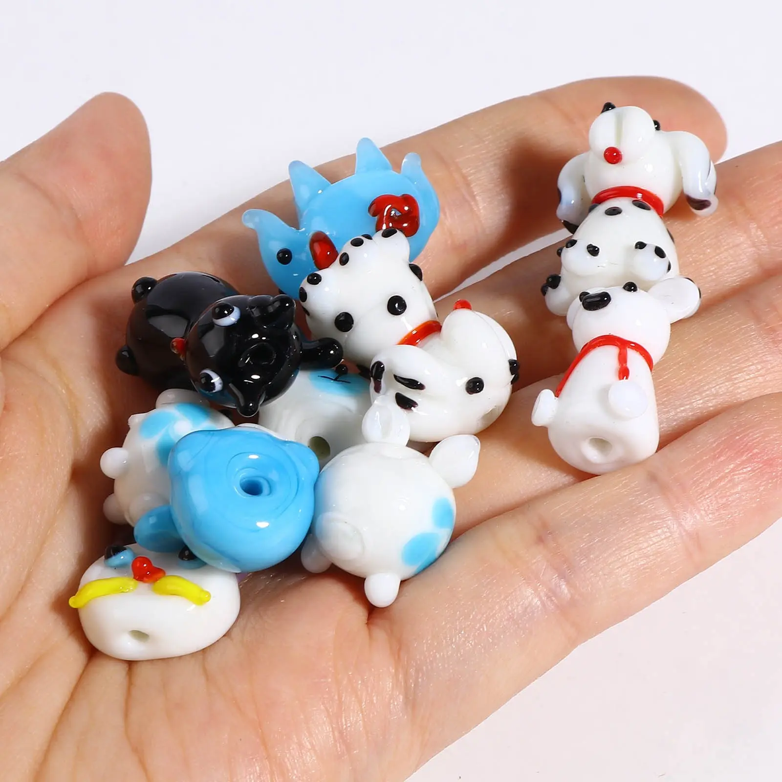 1 Piece Creative Cartoon Lampwork Glass Beads Animal Dog Cat Tiger  Loose Spacer Beads DIY Making Bracelets Jewelry Gifts