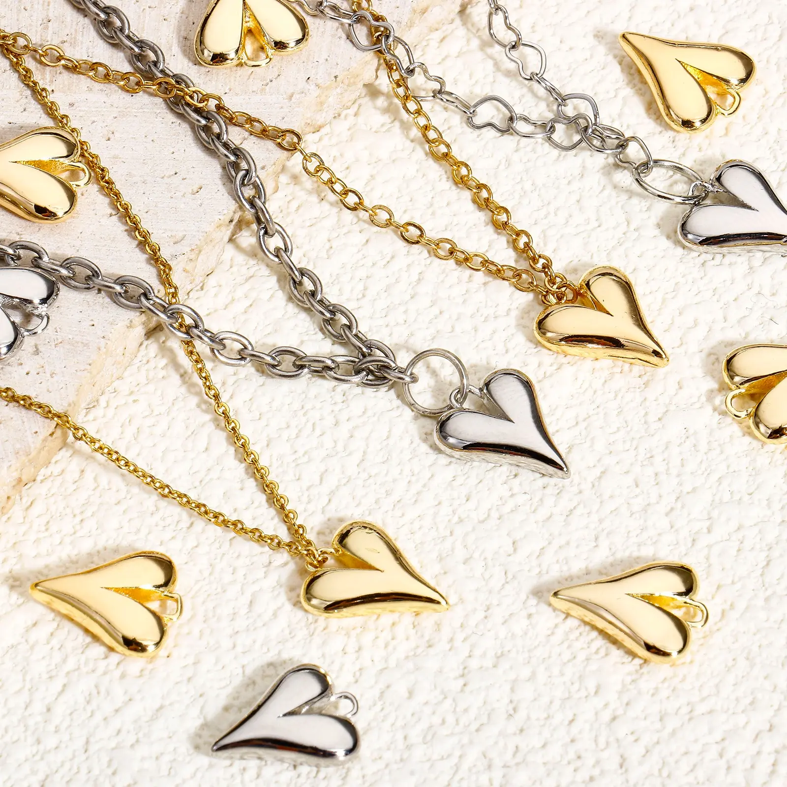 2 Piece Brass Valentine's Day Charms Gold Color Silver Color Heart 3D Pendants For DIY Jewelry Making 13.5mm x 10.5mm