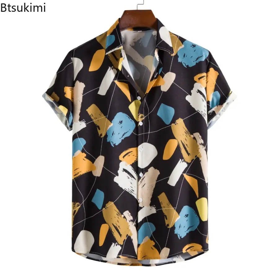 Summer Fashion Printed Casual Shirts Men's Retro Short Sleeve Beach Holiday Shirts Trend Streetwear Men Loose Comfy Tops Camisas