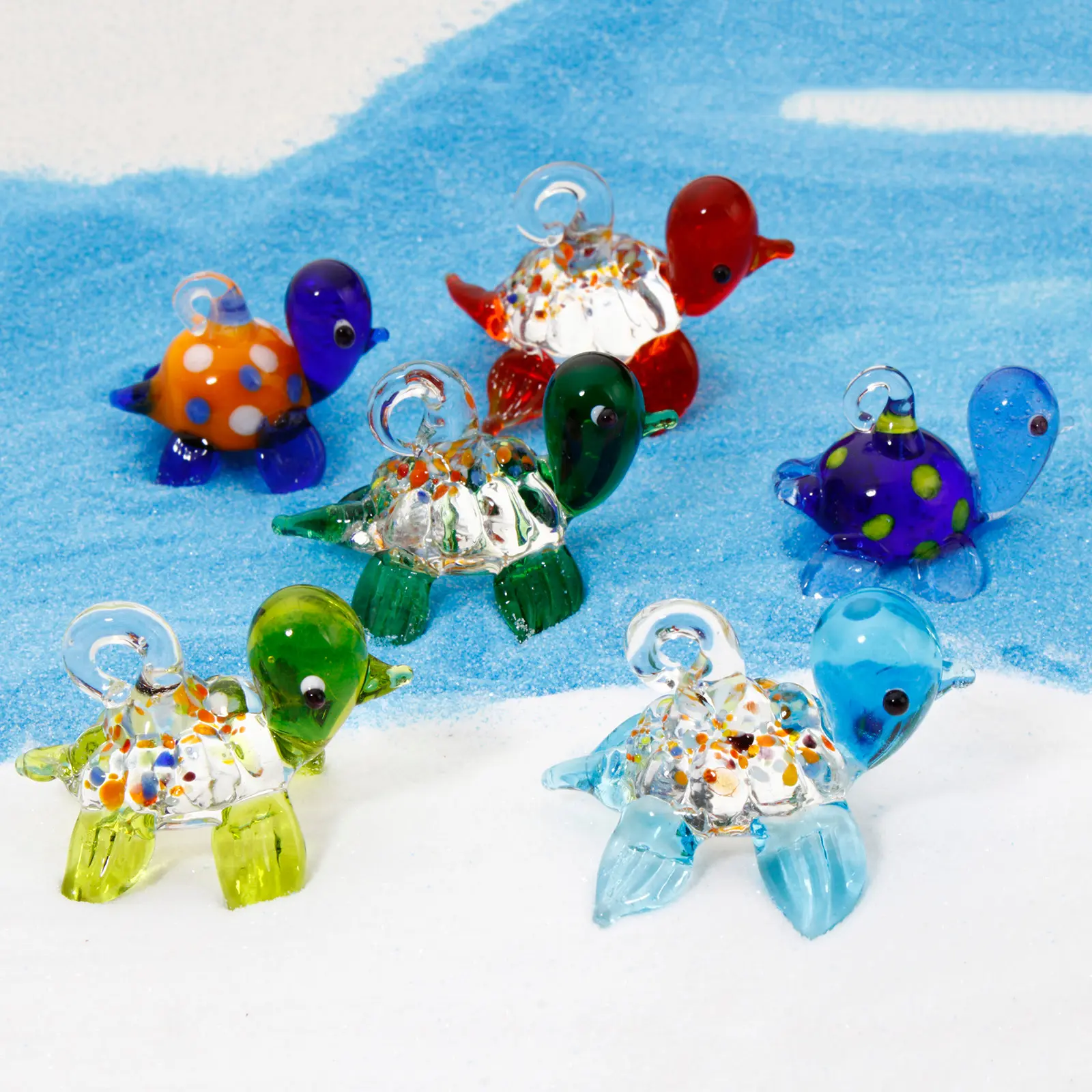 1PC Turtle Charms Lampwork Glass Pendant For DIY Necklace Jewelry Making Miniature Figurine Ornaments Aquarium Fish Tank Decor