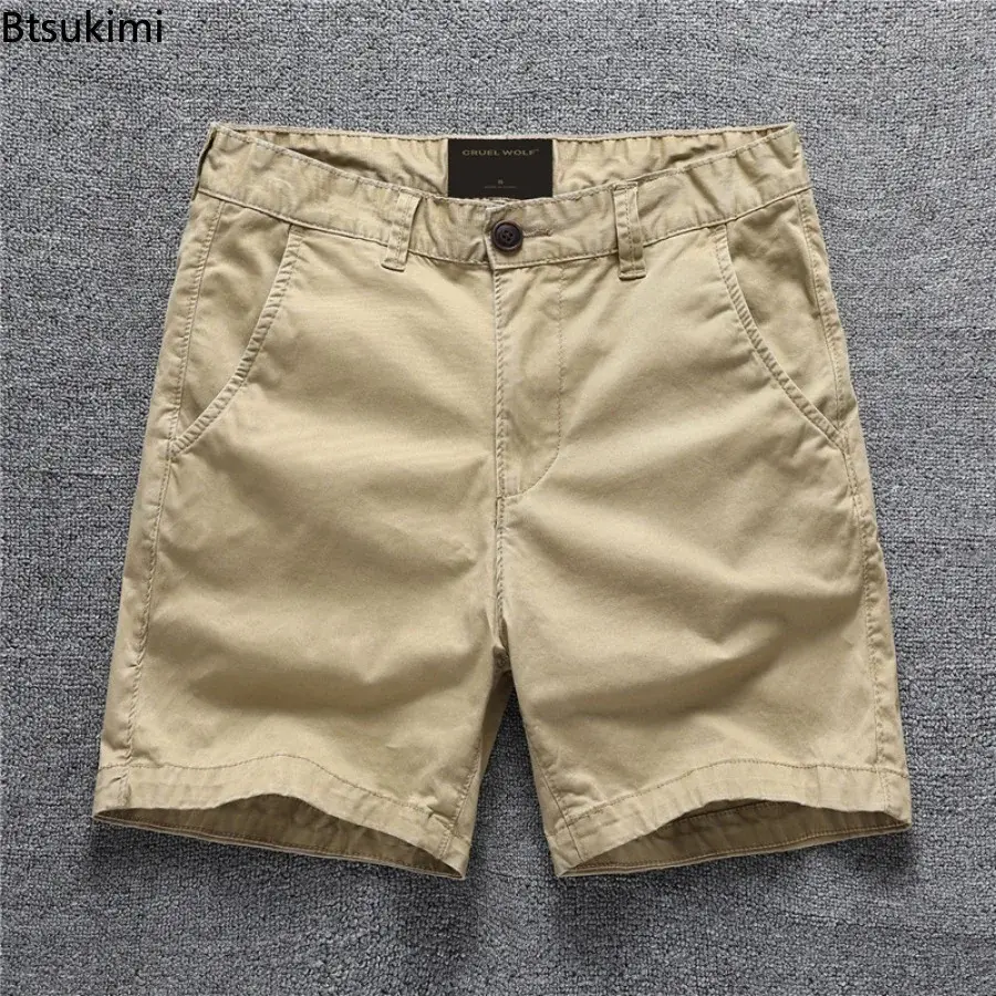 Summer Fashion New Men's 100% Cotton Cargo Shorts Loose Casual Outdoor Sport Joggers Pants Solid Versatile Short Trousers Male