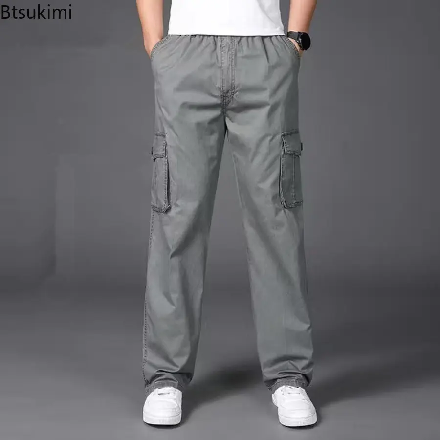 Fashion New Solid Casual Trouser for Men Loose Cargo Pants Plus Size 6XL Cotton Straight Pants Men Versatile Joggers Sport Pants
