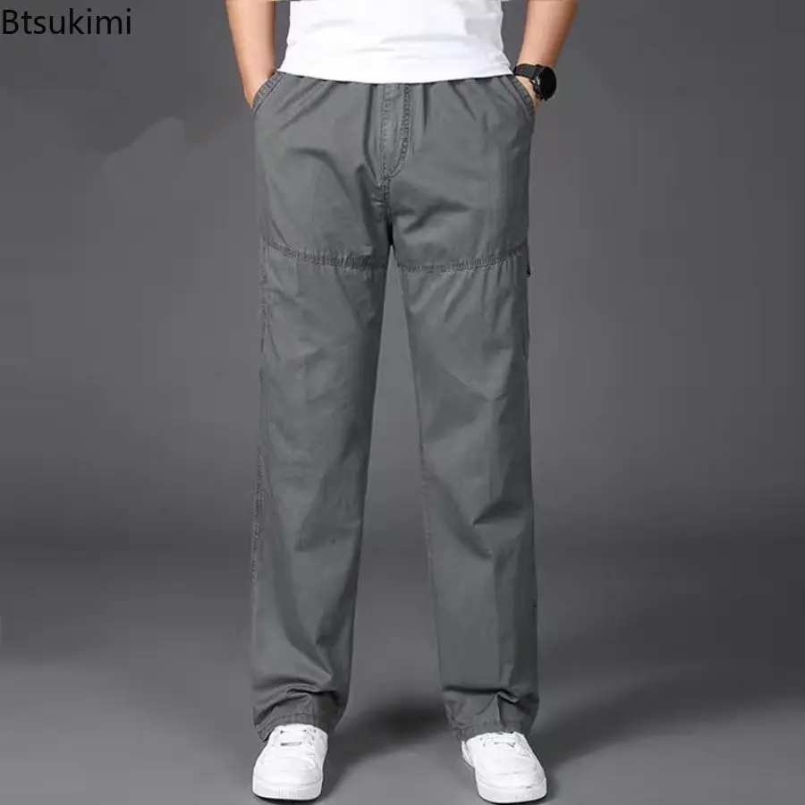 Fashion New Solid Casual Trouser for Men Loose Cargo Pants Plus Size 6XL Cotton Straight Pants Men Versatile Joggers Sport Pants