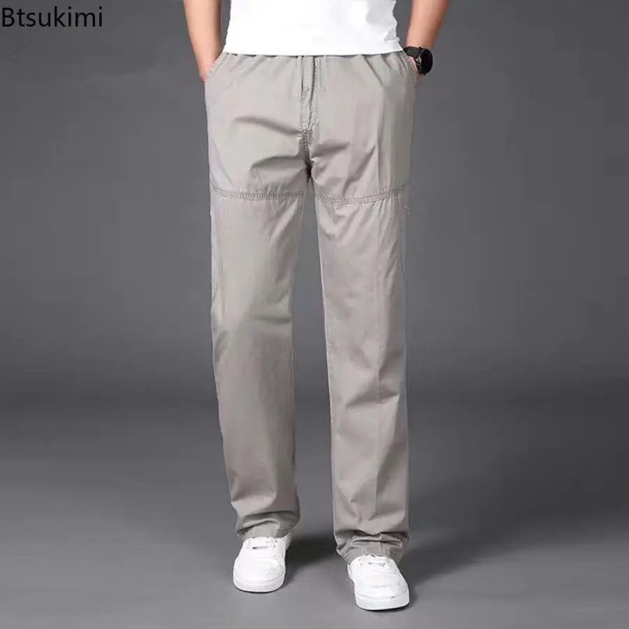 Fashion New Solid Casual Trouser for Men Loose Cargo Pants Plus Size 6XL Cotton Straight Pants Men Versatile Joggers Sport Pants