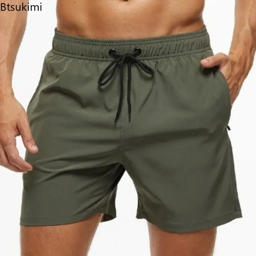 2025 Men's Beach Sport Shorts Drawstring Elastic Waist Simple Casual Pants Men Trendy Multi-color Breathable Quick-drying Shorts