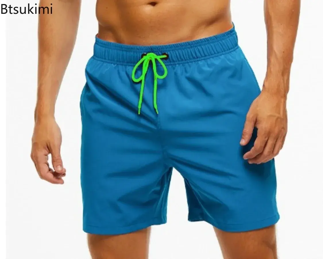 2025 Men's Beach Sport Shorts Drawstring Elastic Waist Simple Casual Pants Men Trendy Multi-color Breathable Quick-drying Shorts