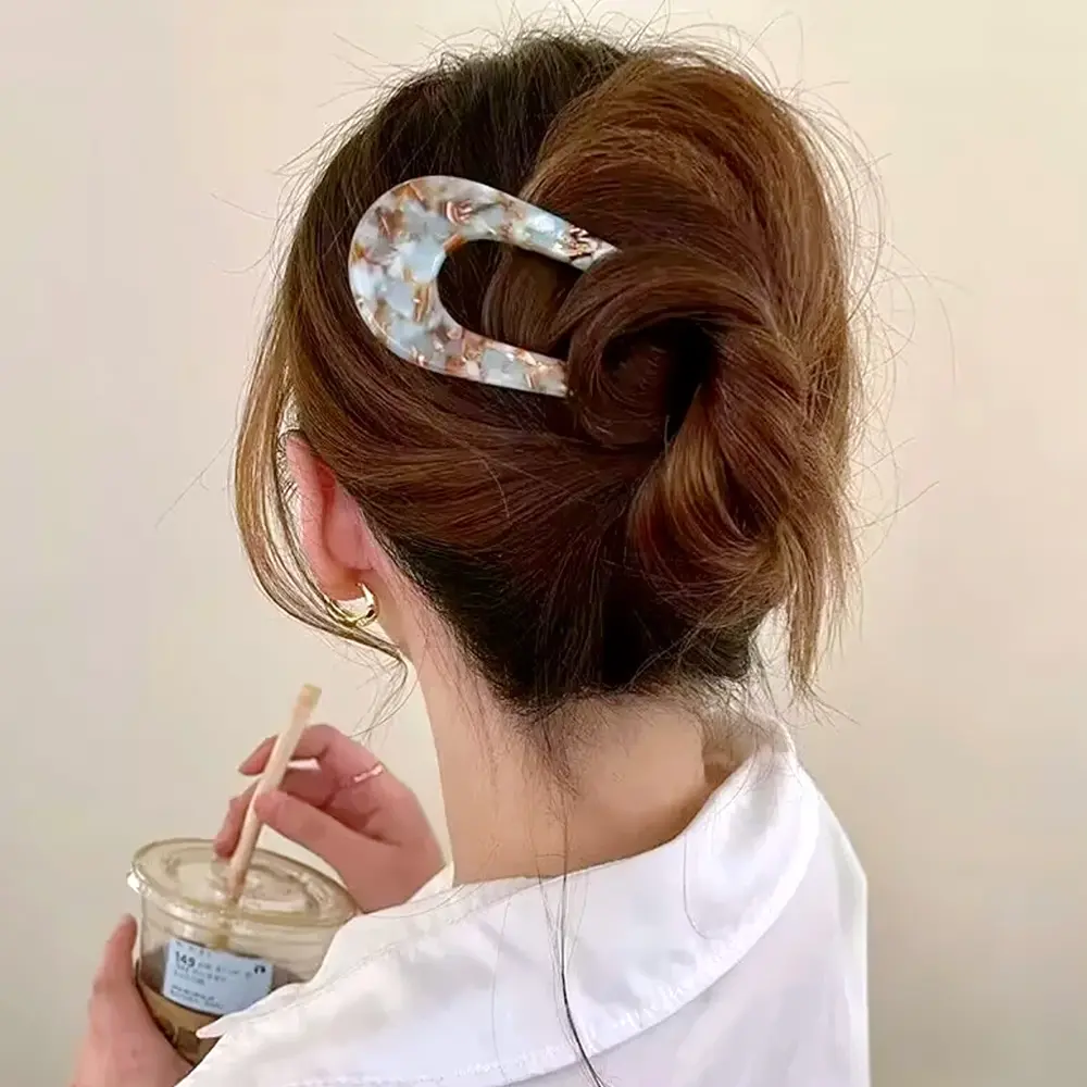 Vintage U Shaped Hairpins Clips Cellulose Acetic Chignon Buns Stick Leopard Hair Fork Comb For Women Hair Styling Accessories