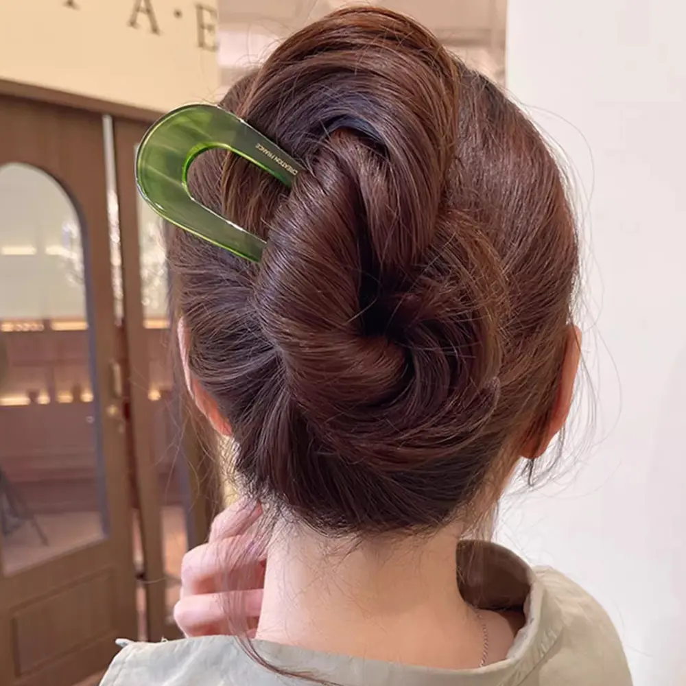 Vintage U Shaped Hairpins Clips Cellulose Acetic Chignon Buns Stick Leopard Hair Fork Comb For Women Hair Styling Accessories