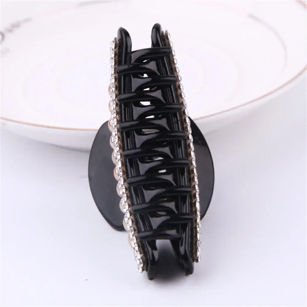 Bling Bling Crystal Pearl Hair Claws Non-slip Luxury Rhinestone Shark Jaw Clip For Women Bun Thin Thick Hair Use Daily Wear