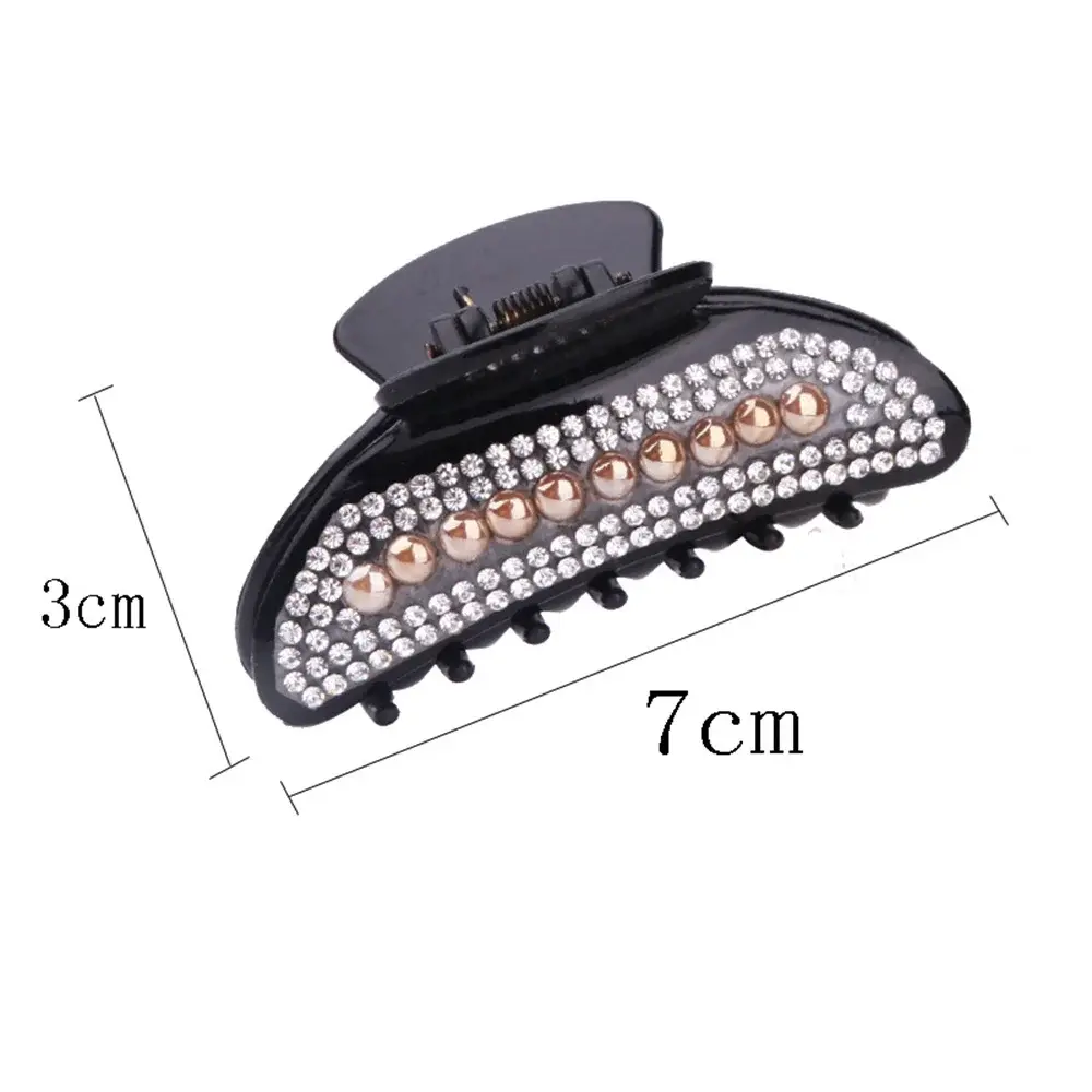 Bling Bling Crystal Pearl Hair Claws Non-slip Luxury Rhinestone Shark Jaw Clip For Women Bun Thin Thick Hair Use Daily Wear