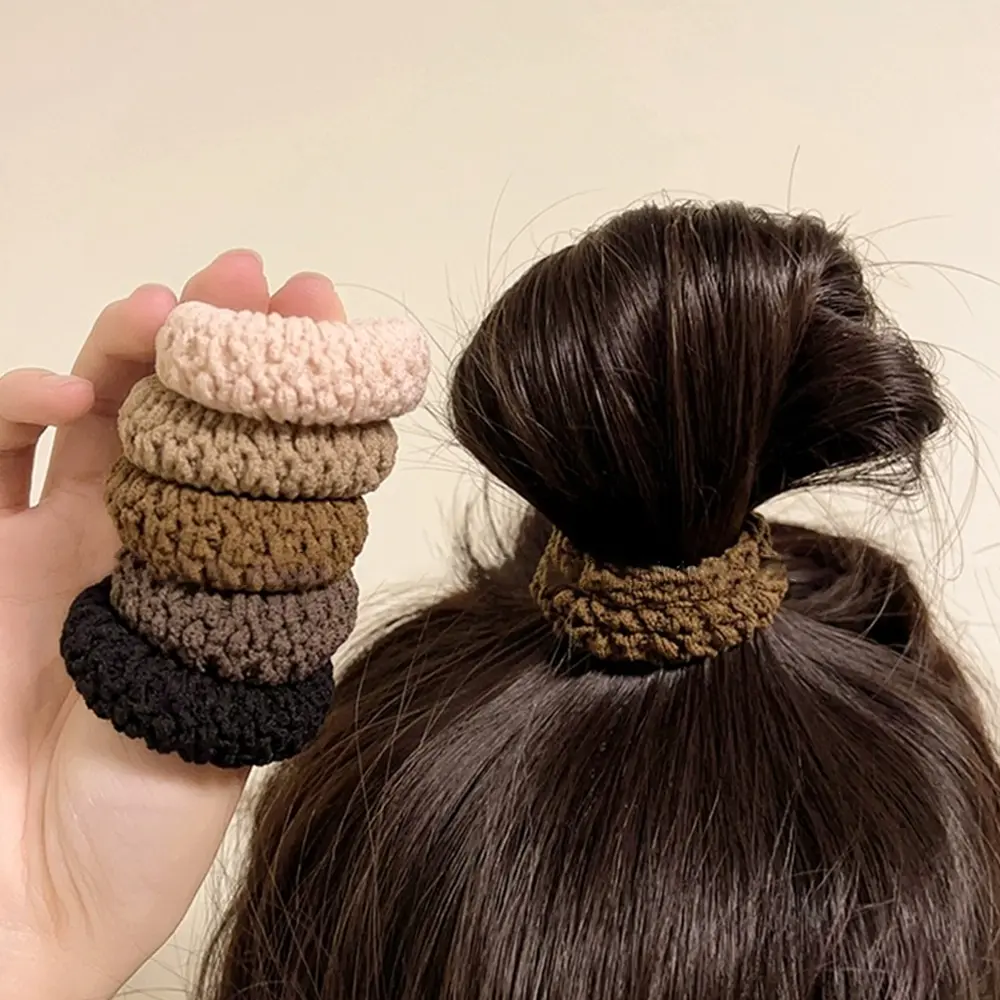 5pcs/Set Multicolor Seamless Scrunchies Women Girls Thick Hair Rope High Elastic Durable Rubber Band For Buns Ponytail Holder