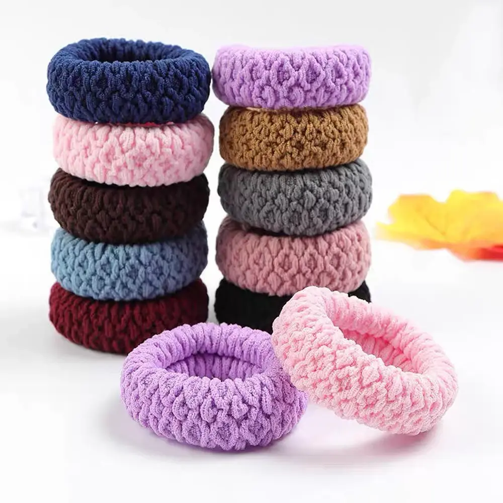 5pcs/Set Multicolor Seamless Scrunchies Women Girls Thick Hair Rope High Elastic Durable Rubber Band For Buns Ponytail Holder