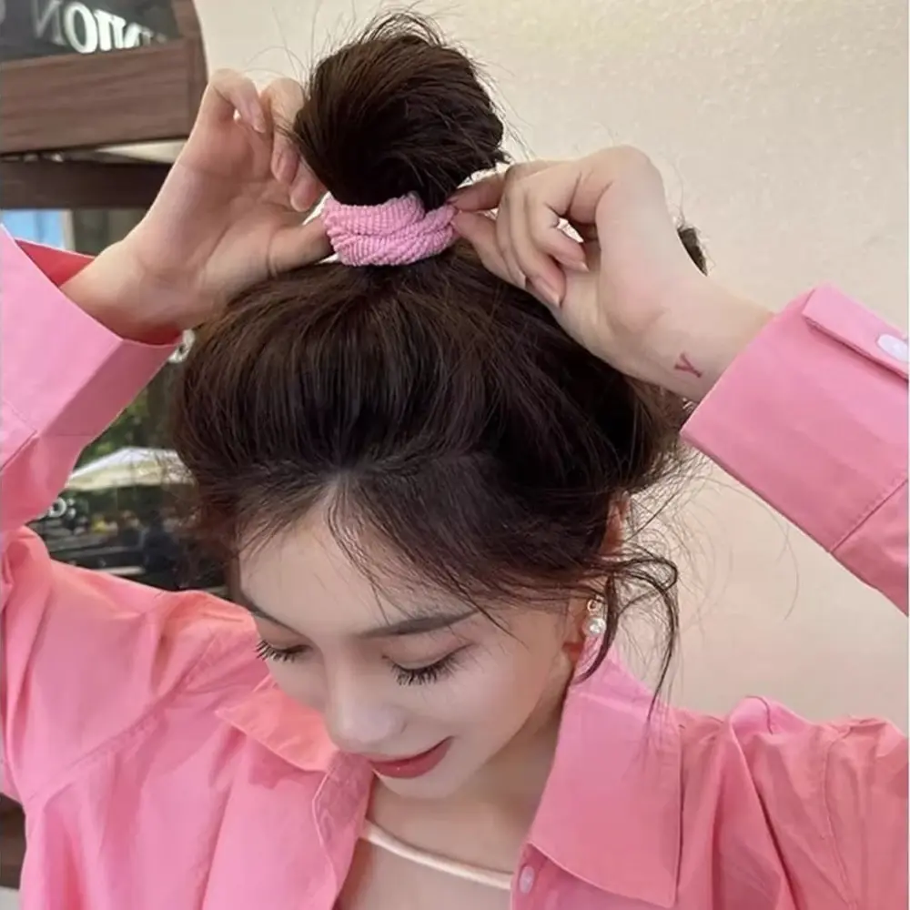 5pcs/Set Mixed Solid Color Seamless Scrunchies Women Girls Elastic Thicken No Damage Hair Ties Soft Ponytail Holder Rubber Band