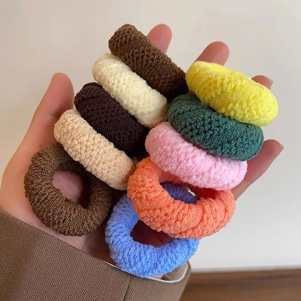 5pcs/Set Mixed Solid Color Seamless Scrunchies Women Girls Elastic Thicken No Damage Hair Ties Soft Ponytail Holder Rubber Band