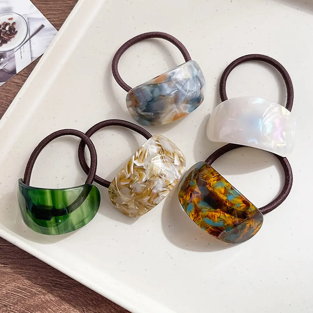 Classic Leopard Print Hair Ties Acetate Ponytail Cuff With Elastic Rubber Band Women Girls Elegant Scrunchies Daily Headwear