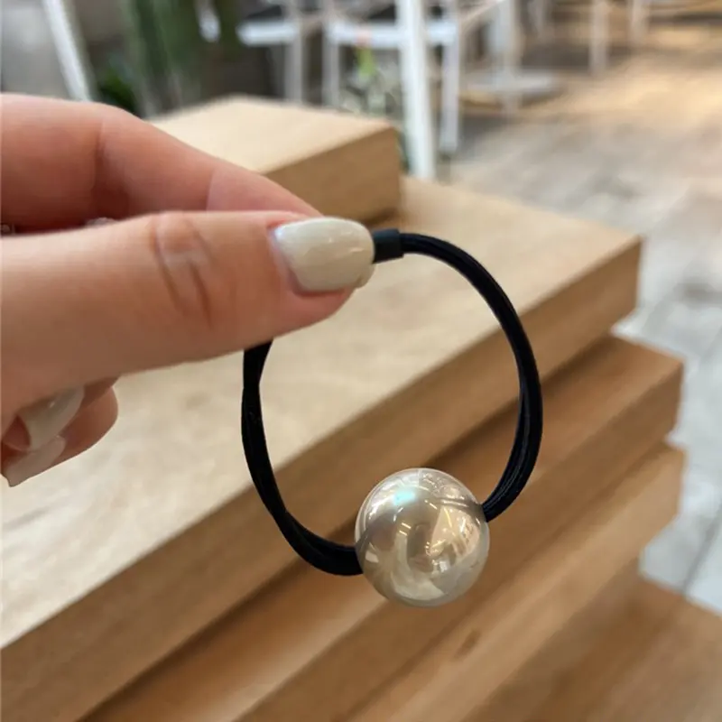 Simple Big Artificial Pearl Hair Rope Versatile Elastic Rubber Band For Women Girl Durable Ponytail Holders Headwear