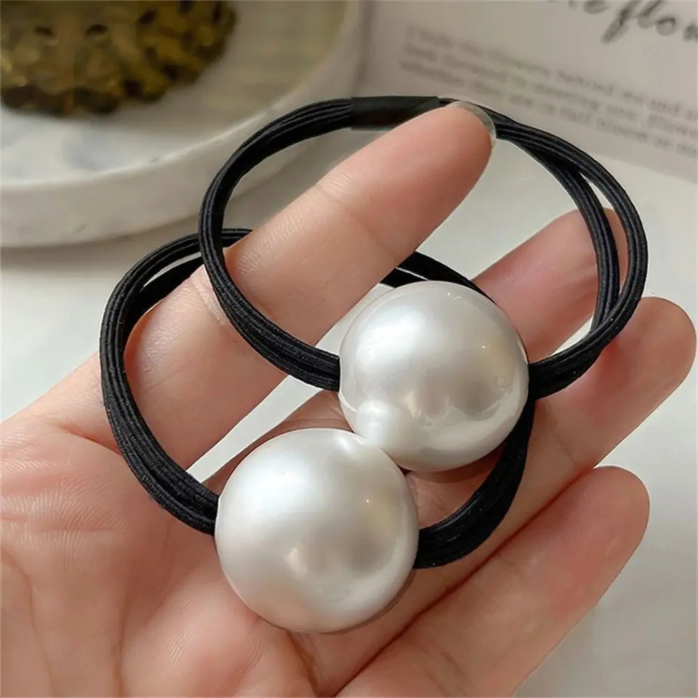 Simple Big Artificial Pearl Hair Rope Versatile Elastic Rubber Band For Women Girl Durable Ponytail Holders Headwear