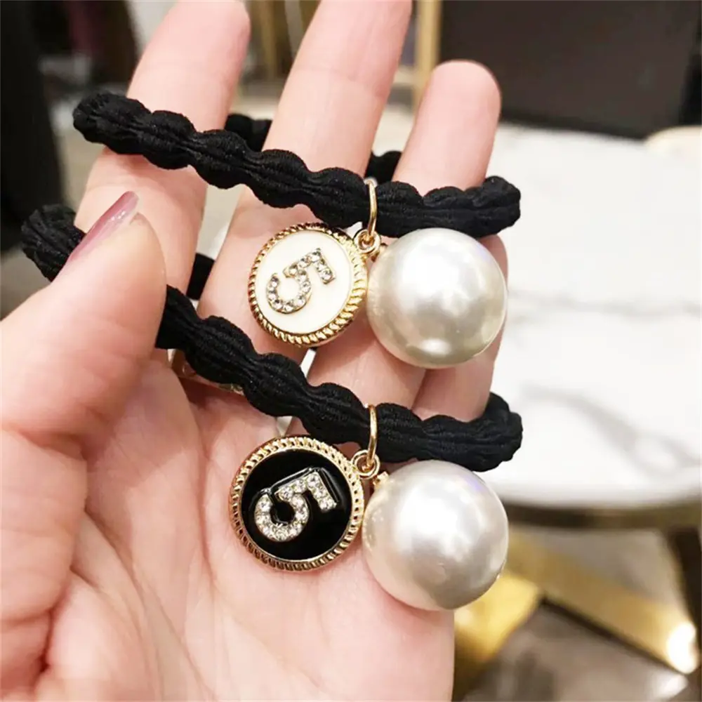 Boutique No. 5 Hair ring Imitation Pearl Hair Band exquisite Women Girls High Elastic Scrunchie Ponytail Holder Headwear