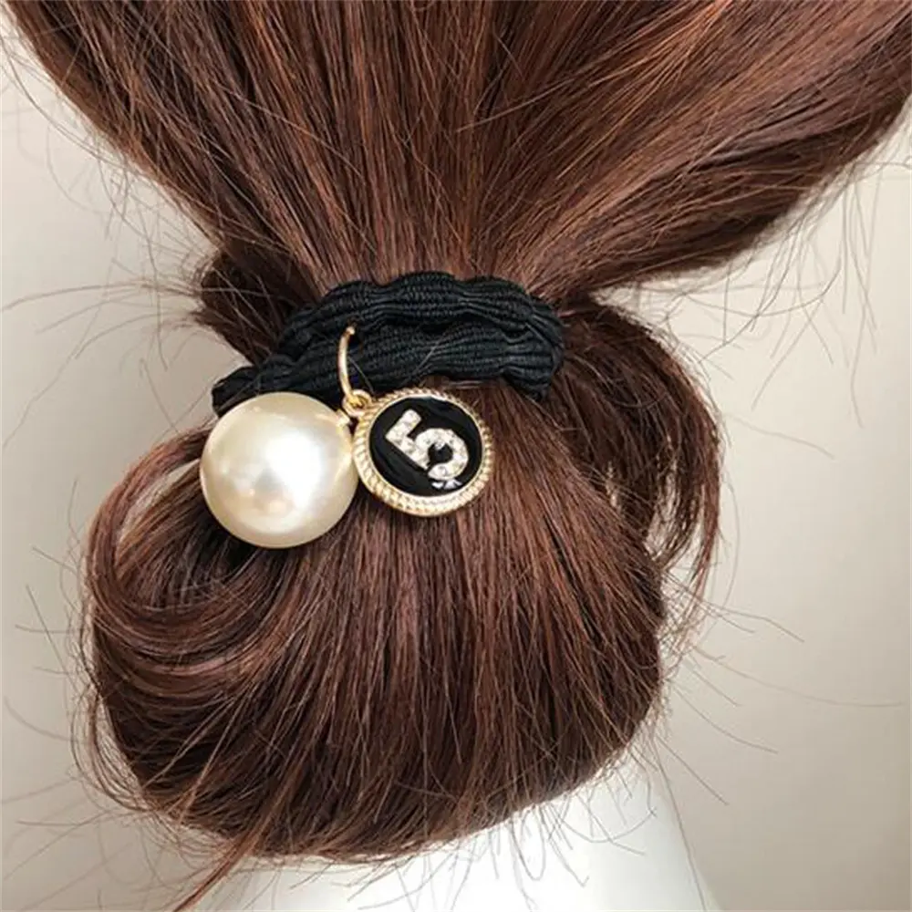 Boutique No. 5 Hair ring Imitation Pearl Hair Band exquisite Women Girls High Elastic Scrunchie Ponytail Holder Headwear