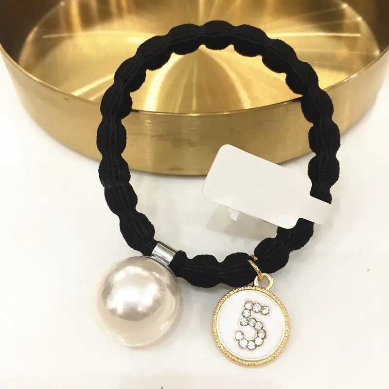 Boutique No. 5 Hair ring Imitation Pearl Hair Band exquisite Women Girls High Elastic Scrunchie Ponytail Holder Headwear