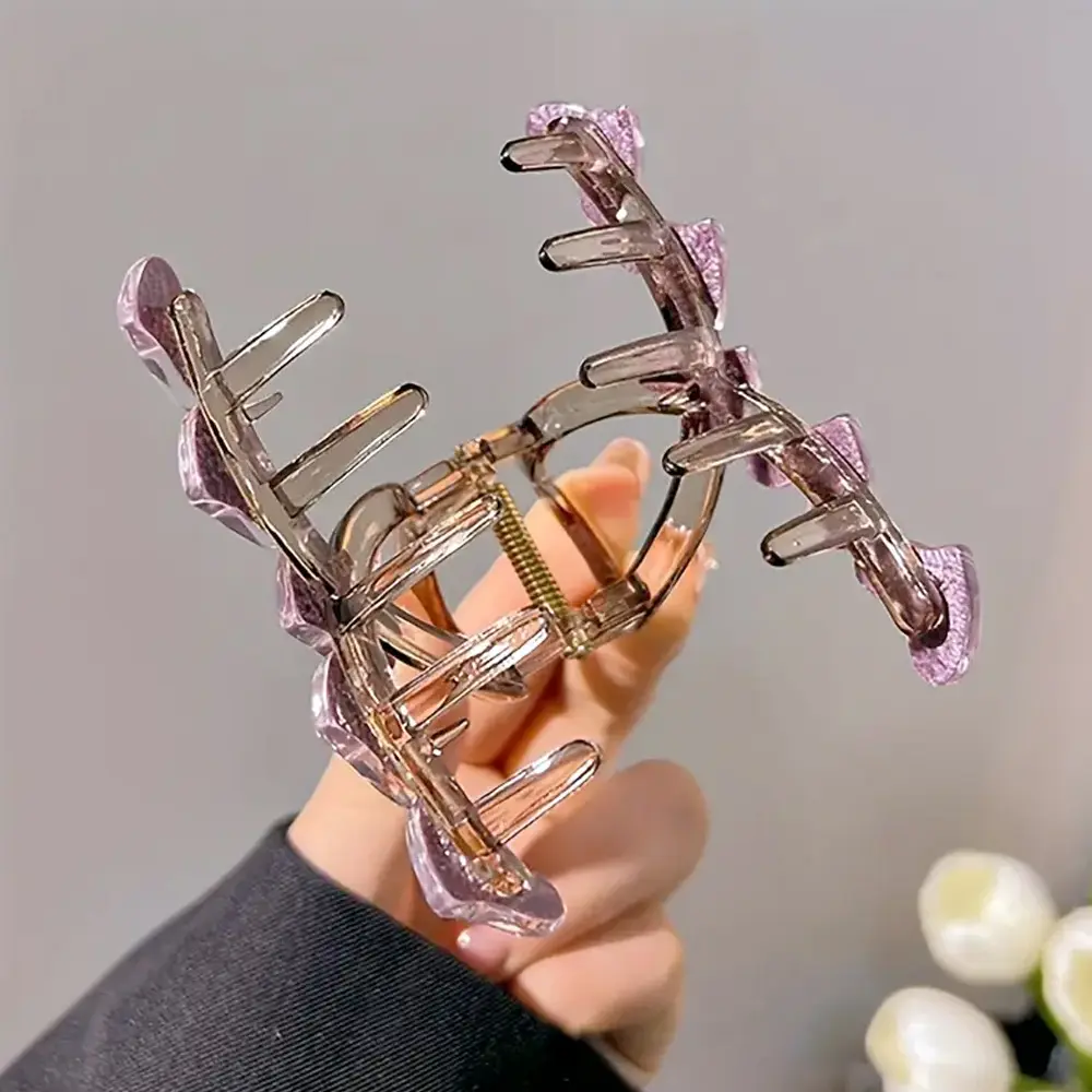 Simple Heart Hair Claw Clips Non-Slip Strong Holder Acrylic Shark Jaw Grip For Girls Thick Thin Curly Hair Summer Party Headress