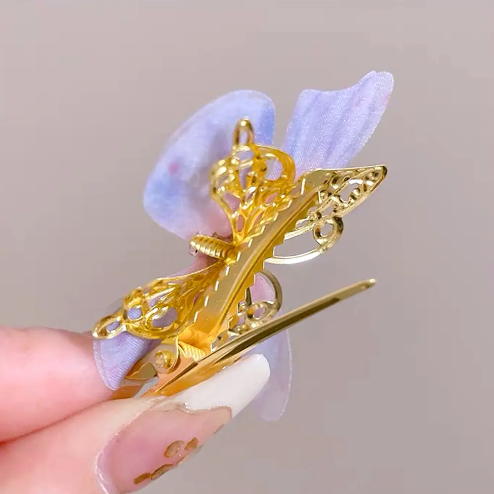 6pcs Gradient Butterfly Hair Clips With Rhinestone Children Hairgrip Non-Slip Duckbill Barrettes Toddler Girls Fashion Headdress