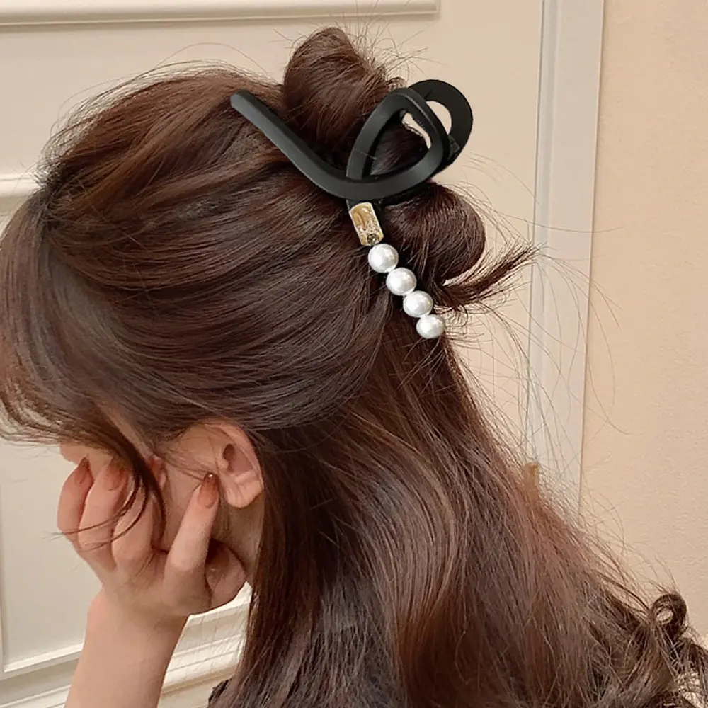 13cm Oversize Cross Hair Claws Matte Pearl Shark Jaw Clip For Ponytail Holder Women Girls Summer Daily Headwear