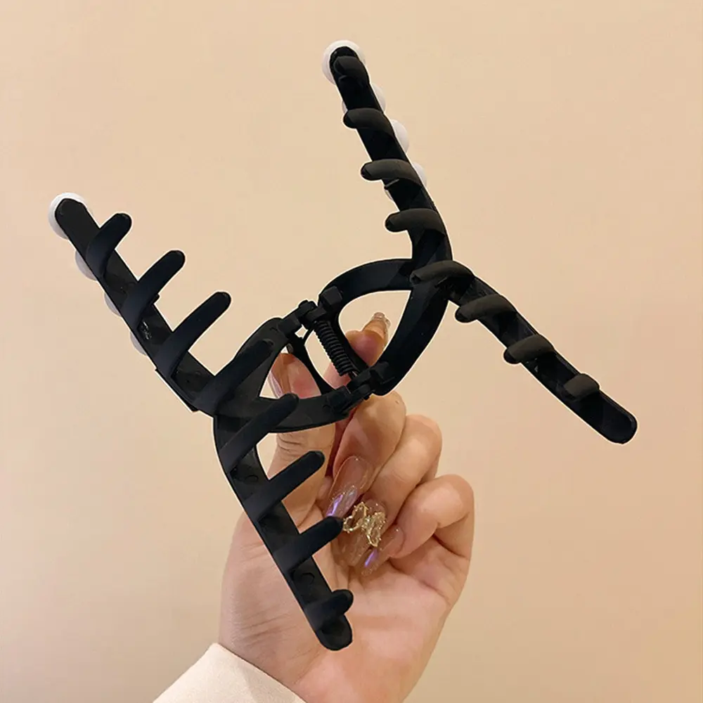 13cm Oversize Cross Hair Claws Matte Pearl Shark Jaw Clip For Ponytail Holder Women Girls Summer Daily Headwear