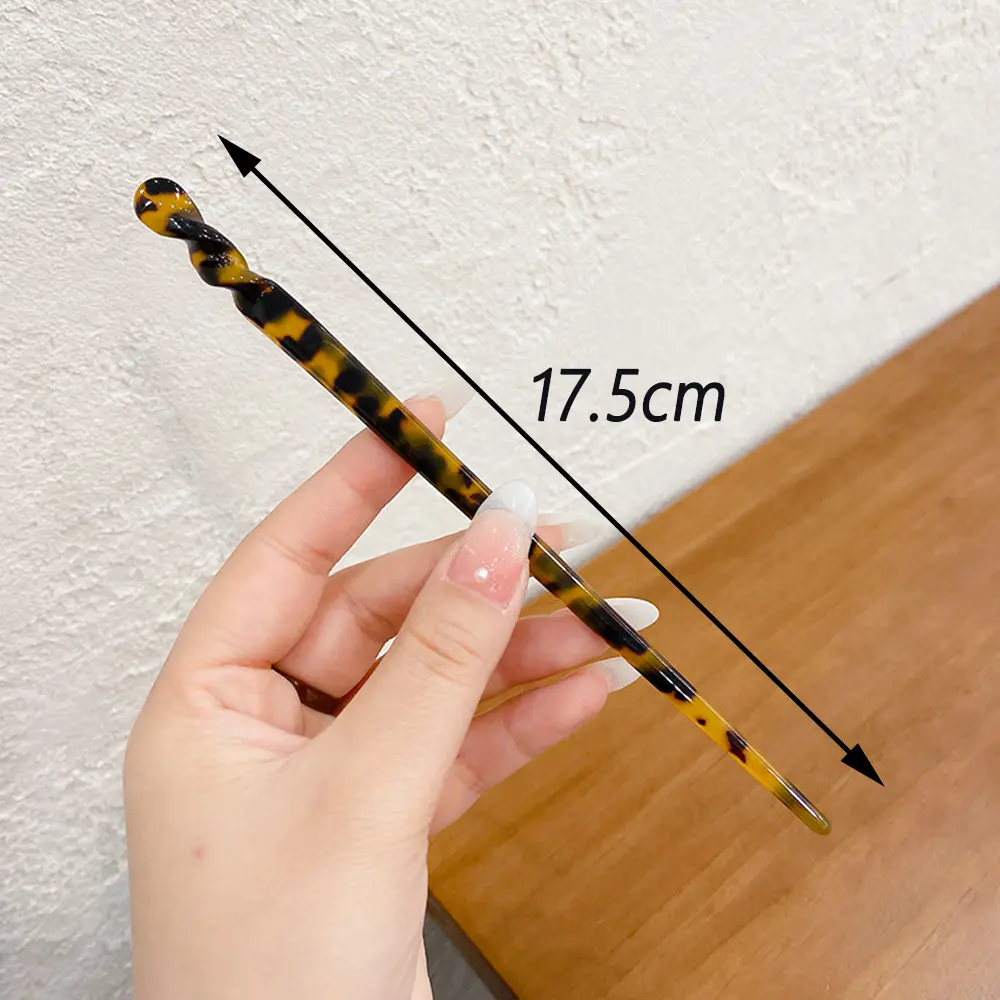 Chinese Style Acetate Hair Sticks Tortoiseshell Acetate Chopstick Shaped Hairpins For Women Girls Buns Chignons Hairstyles Tool