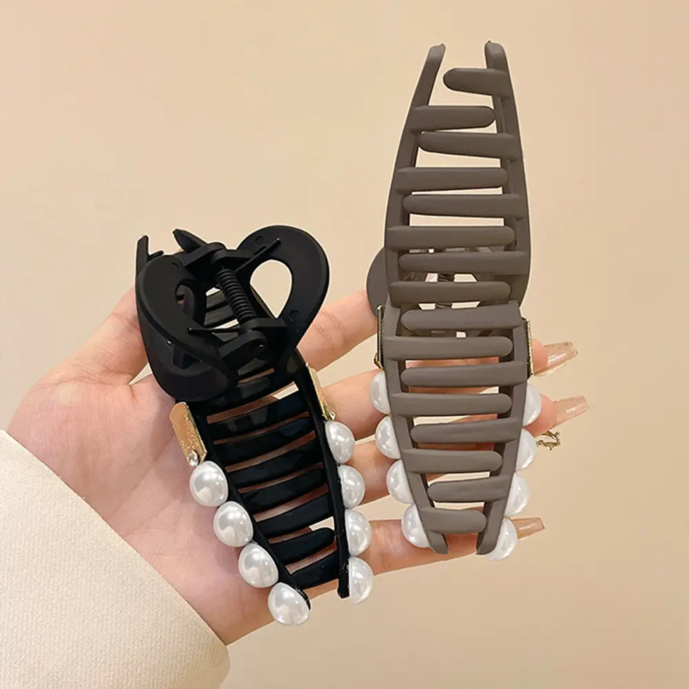 13cm Oversize Cross Hair Claws Matte Pearl Shark Jaw Clip For Ponytail Holder Women Girls Summer Daily Headwear
