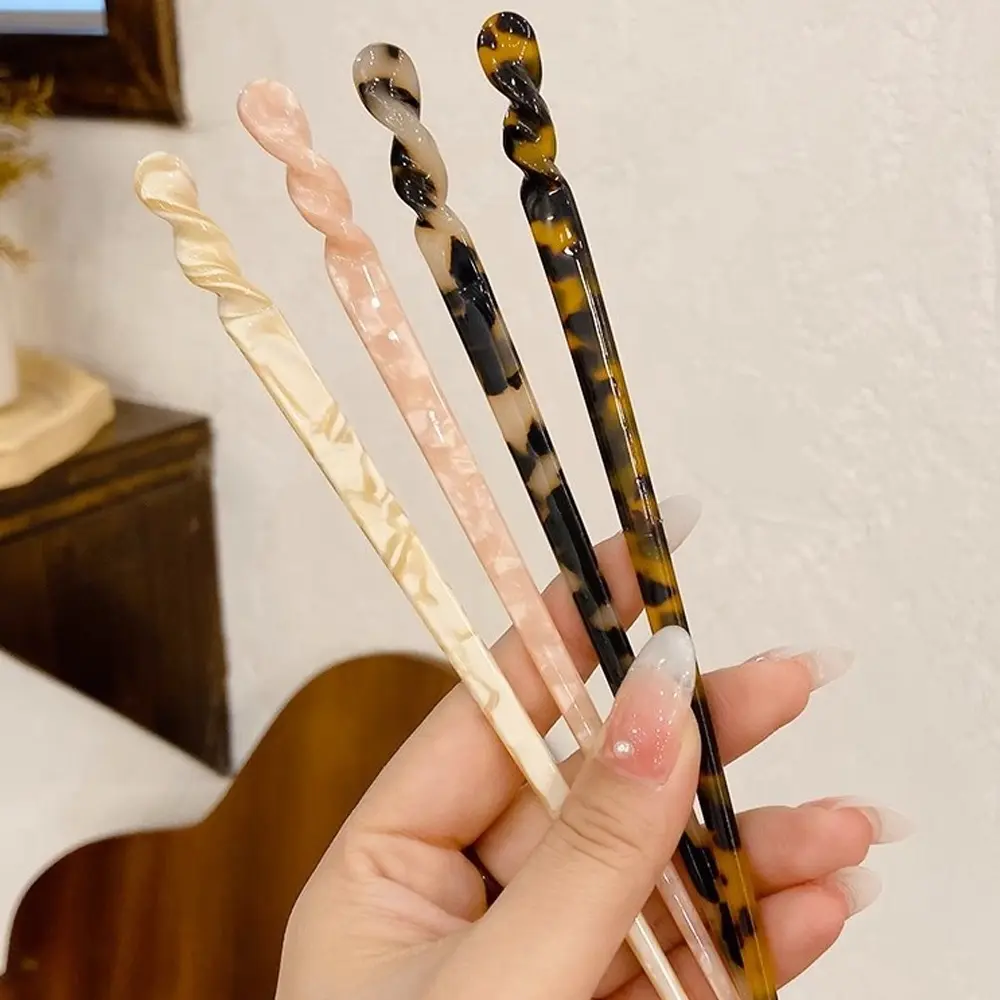 Chinese Style Acetate Hair Sticks Tortoiseshell Acetate Chopstick Shaped Hairpins For Women Girls Buns Chignons Hairstyles Tool